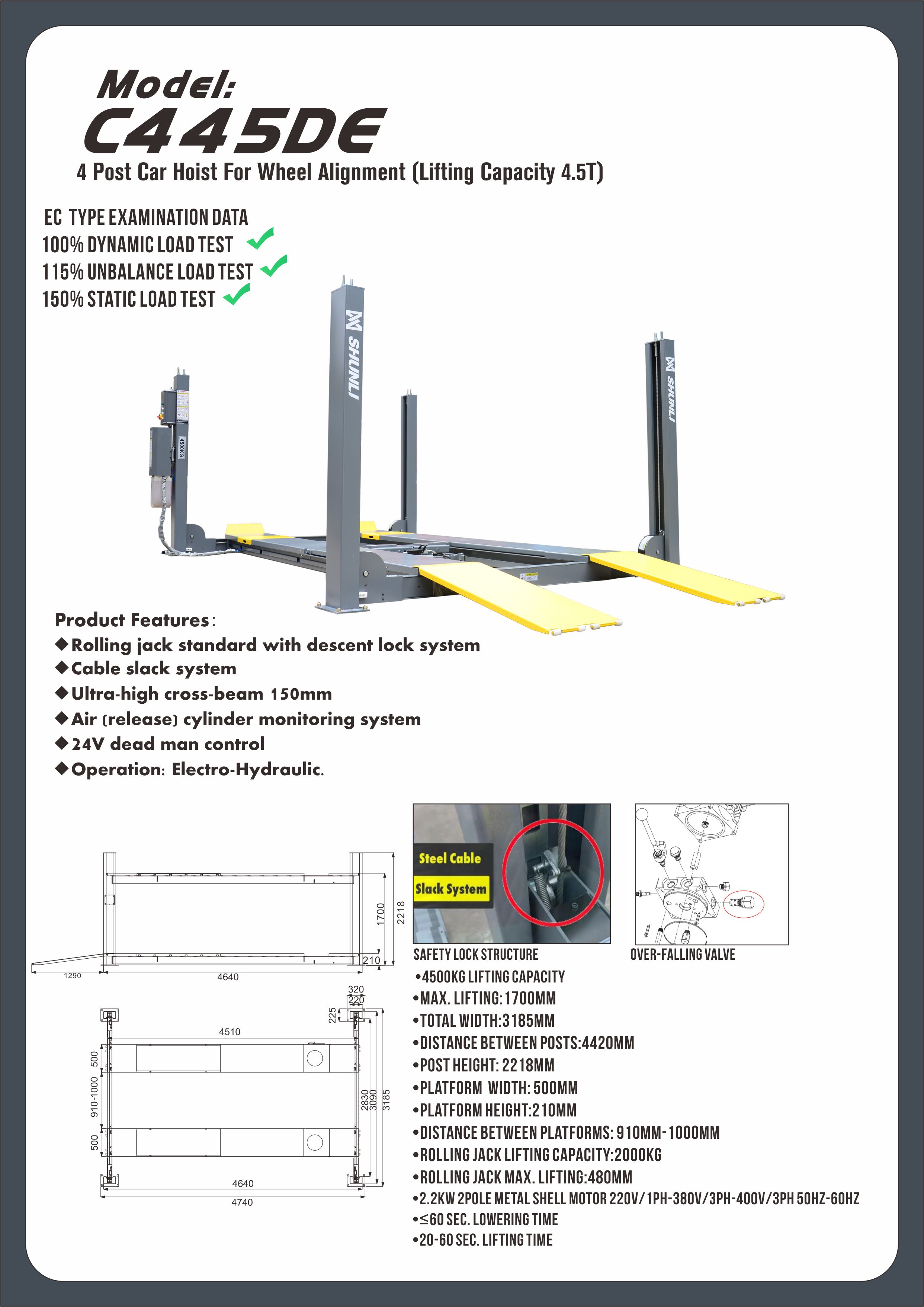 C445DE 4 Post Wheel Alignment Lift