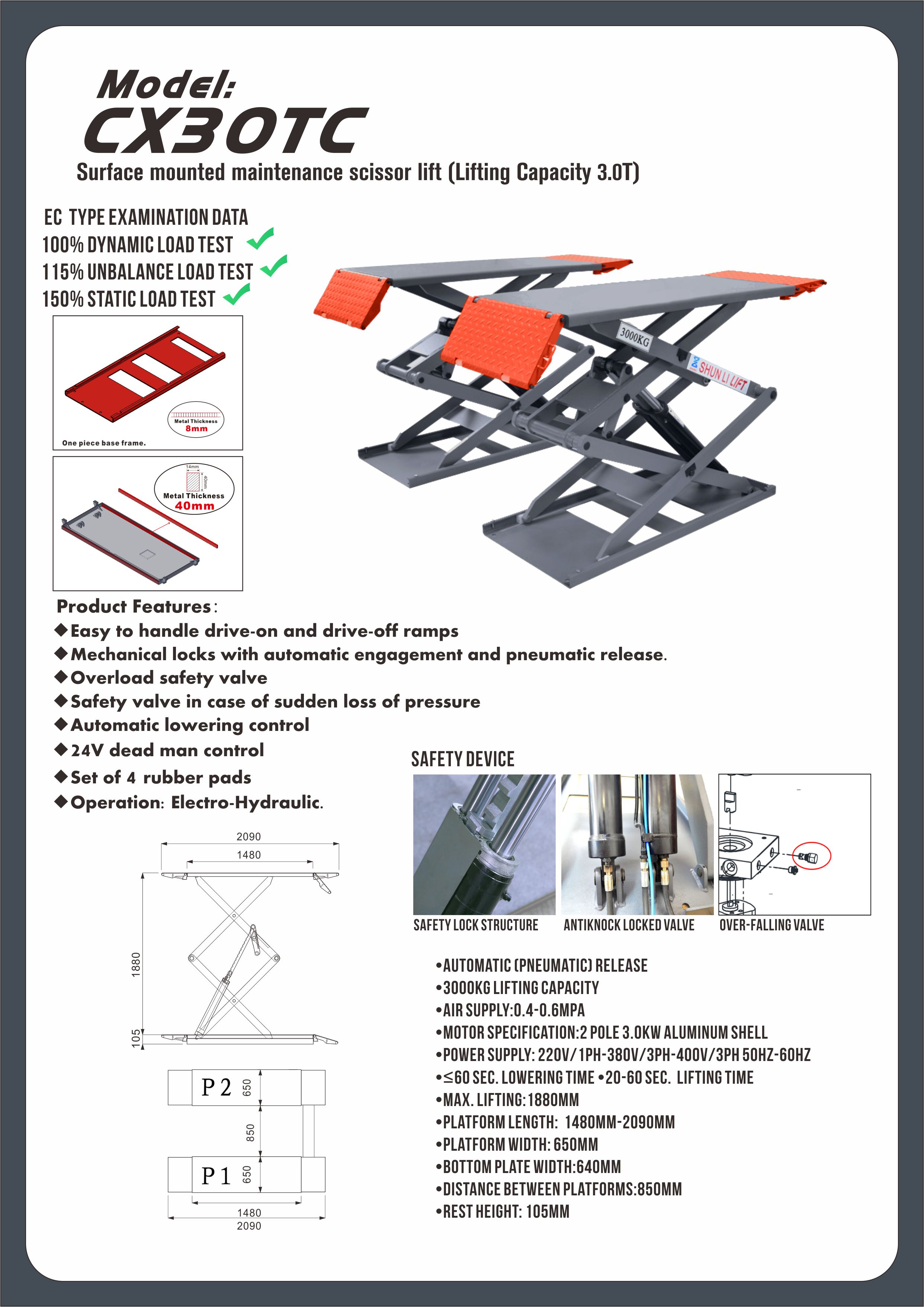 CX30TC Surface mounted maintenance scissor lift