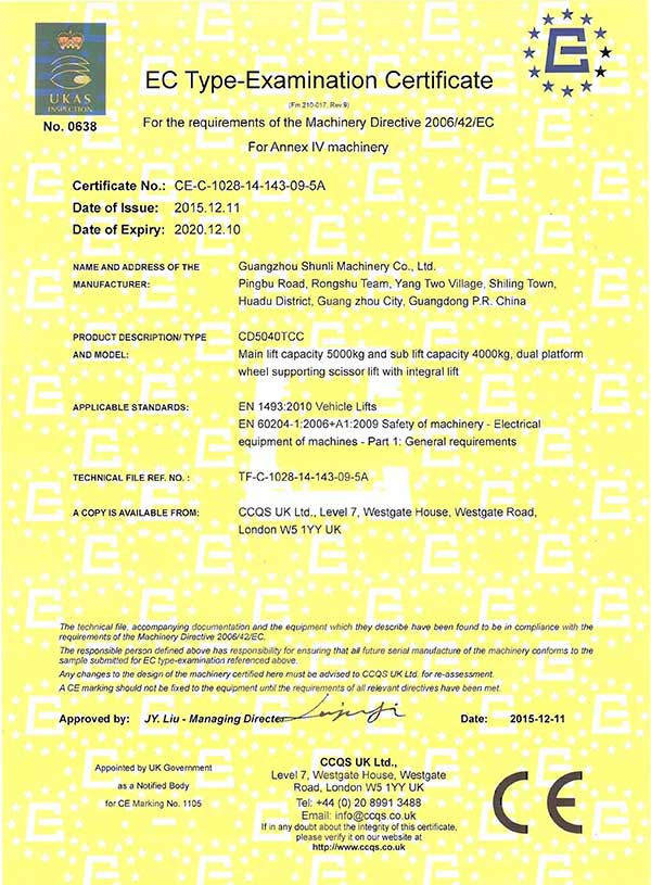 CD5040TCC Certificate
